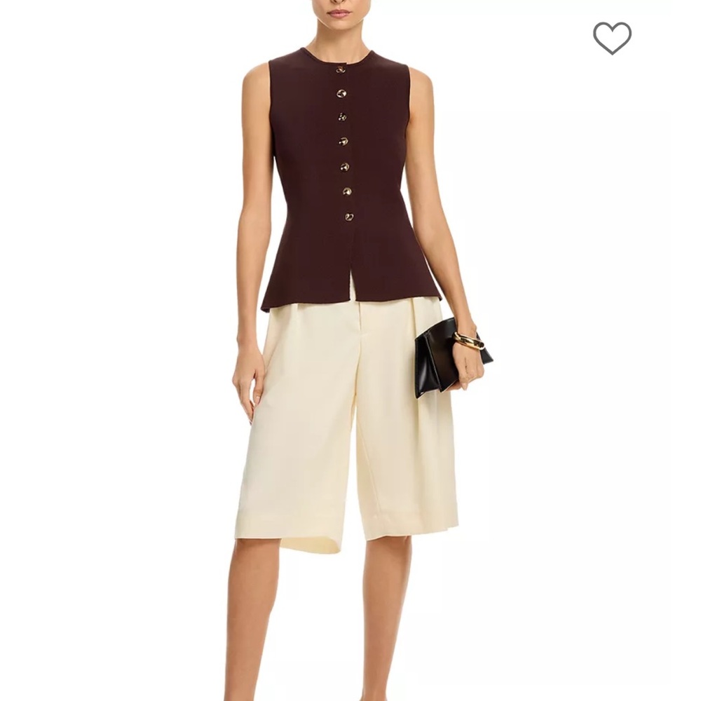 Aqua Bloomingdale’s Chocolate Brown Ponte Neck Knit Vest XXS